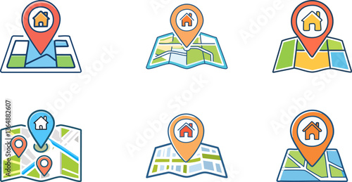Map icon with Property Symbols