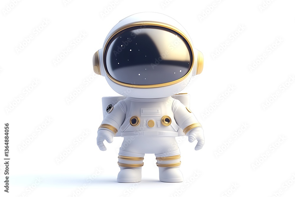 Naklejka premium 3D Mini Astronaut Figurine with a Removable Helmet.