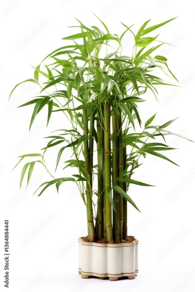 Fototapeta premium Four bamboo plant white background houseplant freshness.