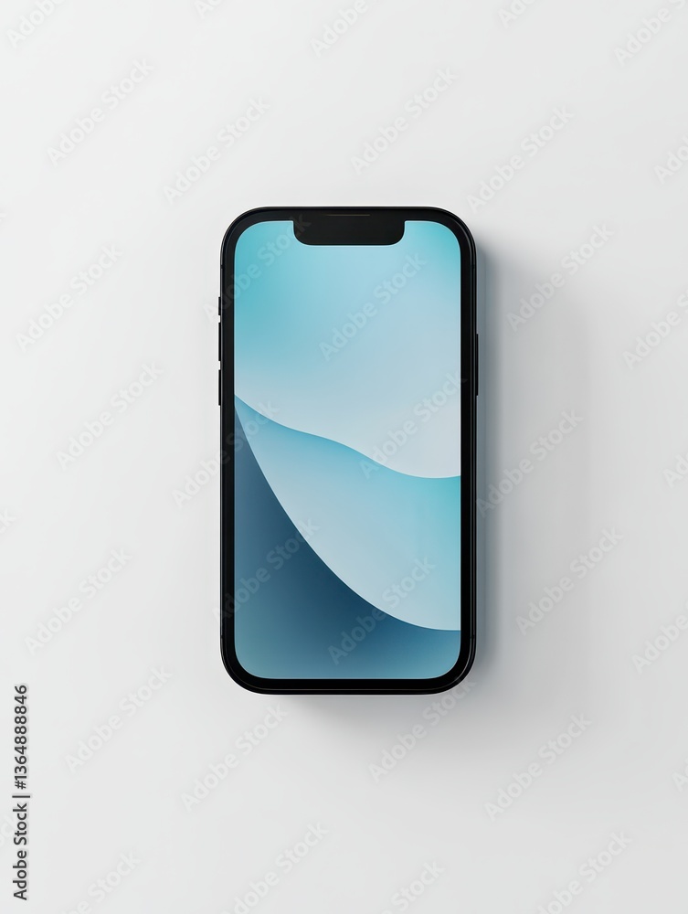 A sleek smartphone rests on a light-colored surface, showcasing a soft blue gradient background on its screen. The design emphasizes modern aesthetics and simplicity A sleek smartphone rests on a light-colored surface, showcasing a soft blue gradient background on its screen. The design emphasizes modern aesthetics and simplicity