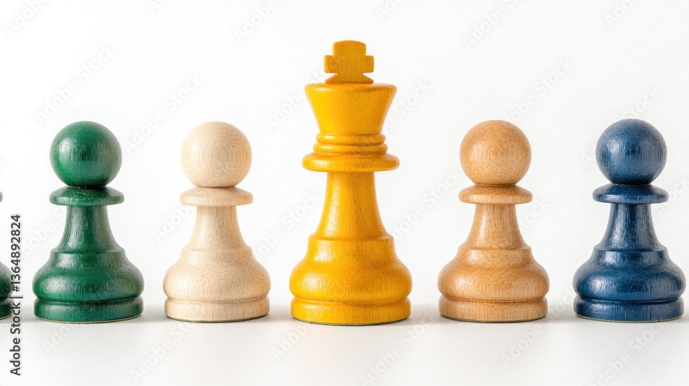 Colorful Chess Pieces: Strategy and Leadership Concept Colorful Chess Pieces: Strategy and Leadership Concept