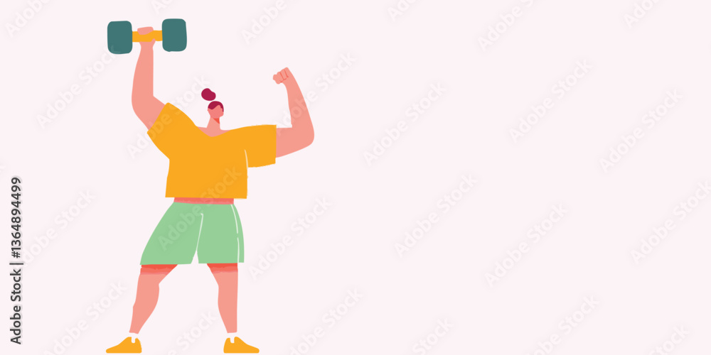 A person is lifting dumbbell in graphic representation, showcasing strength and health. A person is lifting dumbbell in graphic representation, showcasing strength and health.