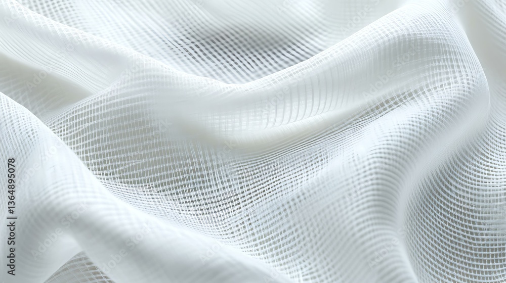 A hyper-realistic depiction of a white woven mesh fabric, displaying a precise geometric pattern with evenly distributed fibers. A hyper-realistic depiction of a white woven mesh fabric, displaying a precise geometric pattern with evenly distributed fibers.