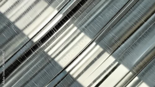 White Wall with Diagonal Gray Shadows and a Pink Stripe in an Abstract Linear Style