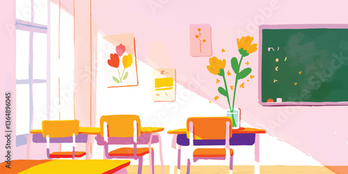 An inviting classroom, sunl...