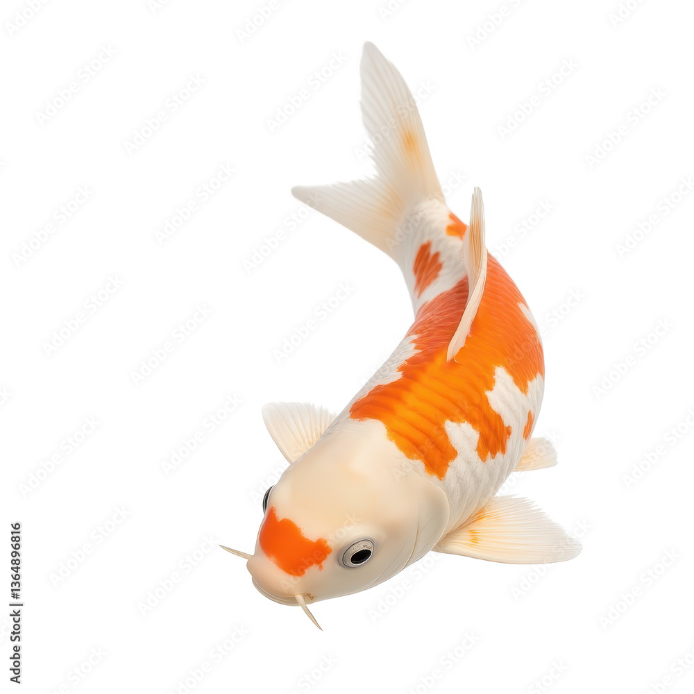 Fototapeta premium Orange and White Koi Fish Isolated on Black Background