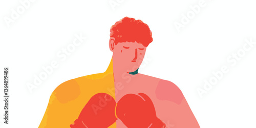 A boxer, his emotions etched on his face, stands in a poignant illustration. The image captures a moment of introspection or defeat.