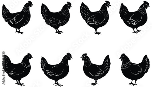 Brooding Hen Vector Shilhouette Bundle Set Collection