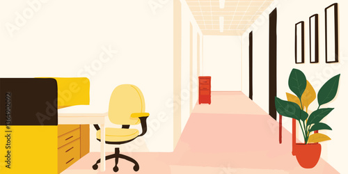 A modern office corridor ba...