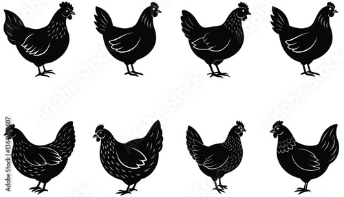 Brooding Hen Vector Shilhouette Bundle Set Collection