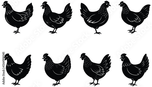 Brooding Hen Vector Shilhouette Bundle Set Collection