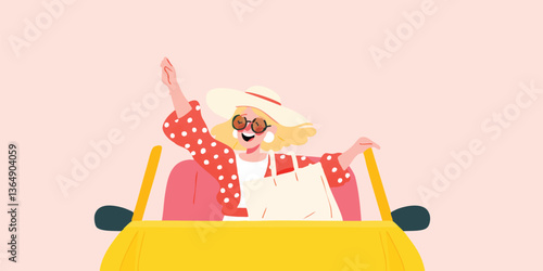 A stylish woman joyfully dr...