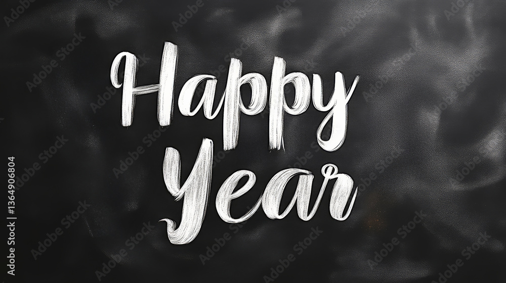 Obraz premium Happy Year: A simple yet elegant greeting written, wishing a happy new year with stylish and minimalist design.