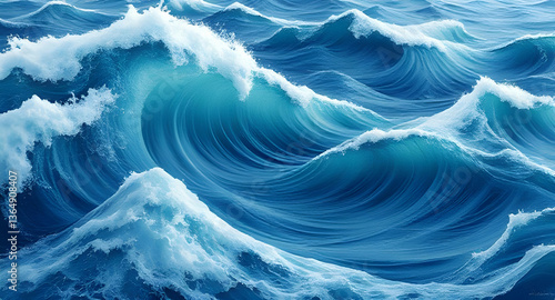 Aesthetic ocean waves background pattern design
