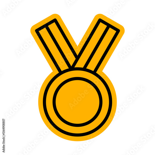 Medal icon in modern line style. Vector illustration isolated on white background.