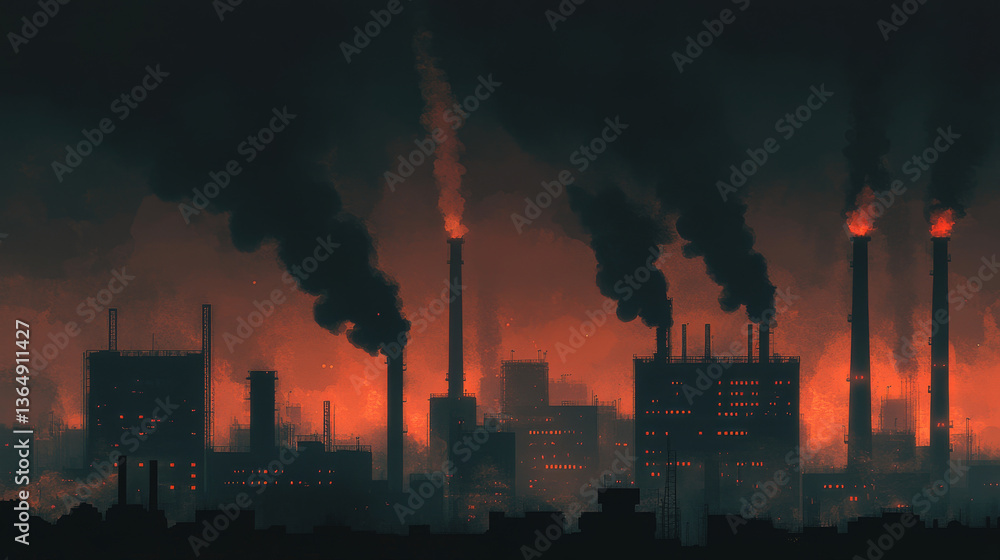 Obraz premium Chimneys with smoke, pipes with steam set. Industrial smog white clouds, factory or plant flues isolated on black background, environmental air pollution concept, Realistic 3d vector illustration