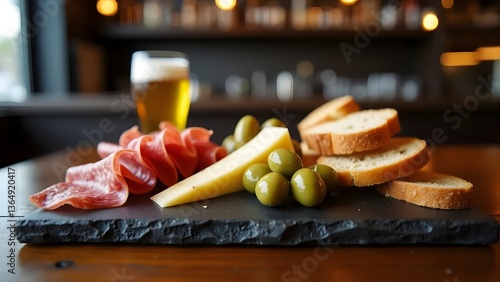 Picada Curated  Charcuterie Cheese Meat Olive Board, Argentine Food Dish