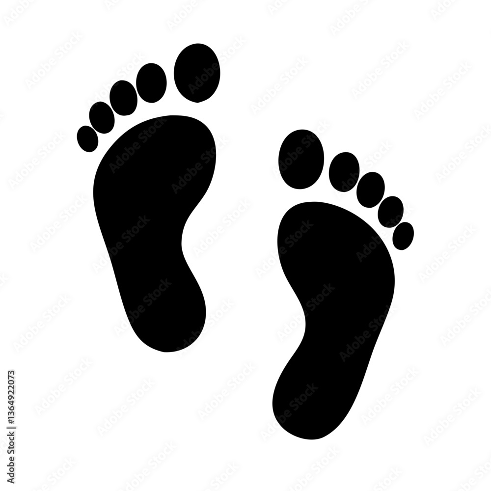 Vector icon, sign with silhouette footprints, human prints on transparent background. Vector icon, sign with silhouette footprints, human prints on transparent background.