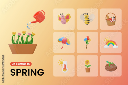 Spring 3d Illustration