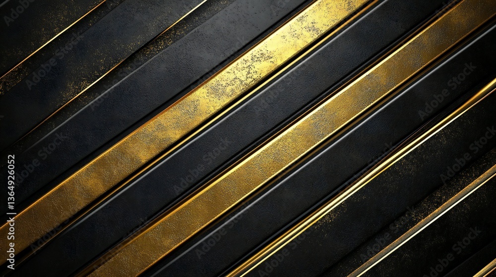 Obraz premium Diagonal arrangement showing gold and black textured metallic stripes