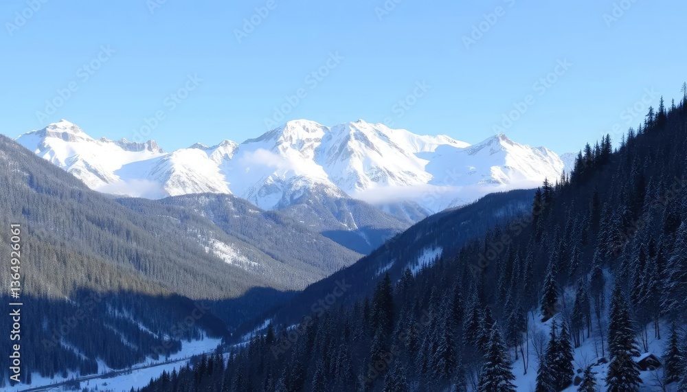 Snowy Mountain Range Valley Snowy Mountain Range Valley