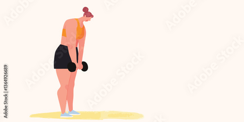 A woman performs a deadlift exercise with a dumbbell, highlighting the movement, strength, and fitness.