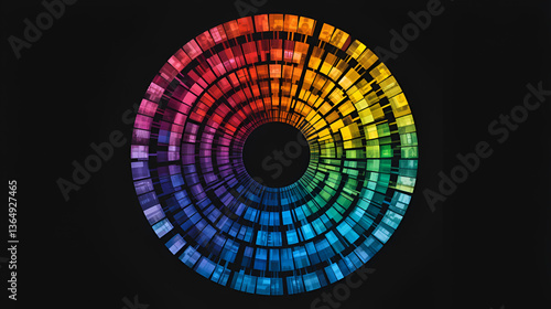 roue chromatique 96 harmonies de couleurs sur fond noir