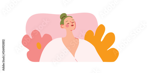 A serene woman finds solace and peace, enveloped by the tranquility of natural elements that nurtures a deep state of relaxation.