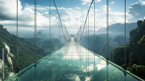 Breathtaking View from Glass Bridge in Zhangjiajie, Hunan Province, China