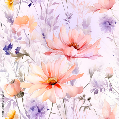 Wallpaper Mural seamless watercolor floral abstract colorful wallpaper	 Torontodigital.ca