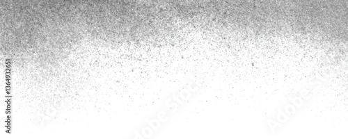 Distressed Ink Splatter with a Vintage and Weathered Look, Featuring a Gradual Transition from Dense Black Particles to an Open and Clean White Background

