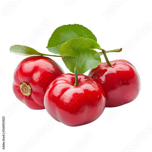 Acerola Cherries: Fresh & Juicy on white background