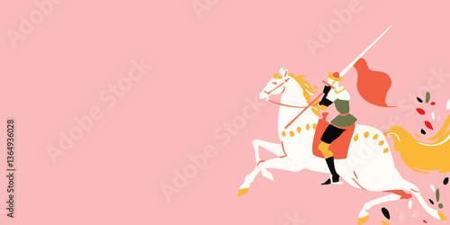 A valiant knight on horseba...