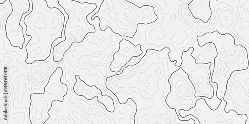 Abstract modern difficult soft black and white topographic wavy stylized map line contour topography terrain path concept stroke vector illustration topo background. 
