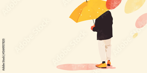 A figure shelters beneath a...