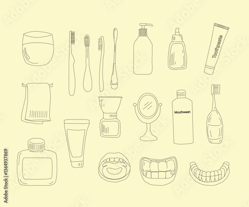 Dental tools. Dental care. Seamless Pattern with Dental Icons. Vector set of design templates and elements for Dental. Seamless patterns with linear icons related to Dental.