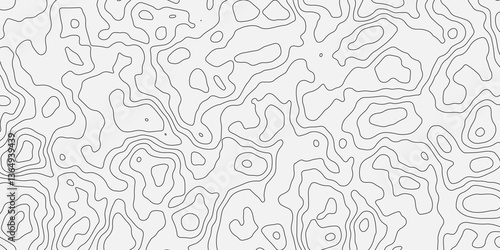 Abstract modern difficult soft black and white topographic wavy stylized map line contour topography terrain path concept stroke vector illustration topo background. 