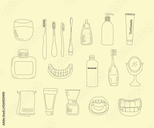 Dental tools. Dental care. Seamless Pattern with Dental Icons. Vector set of design templates and elements for Dental. Seamless patterns with linear icons related to Dental.