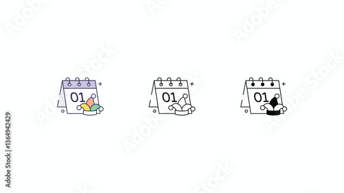 April Fool Day icons set Line and Glyph black vector icon stock illustration
