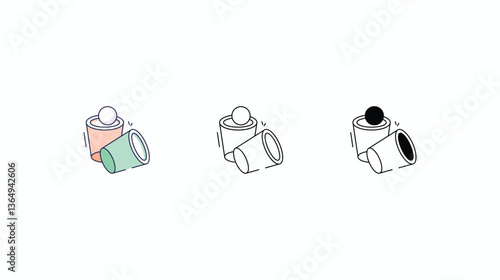 Beer Pong icons set Line and Glyph black vector icon stock illustration