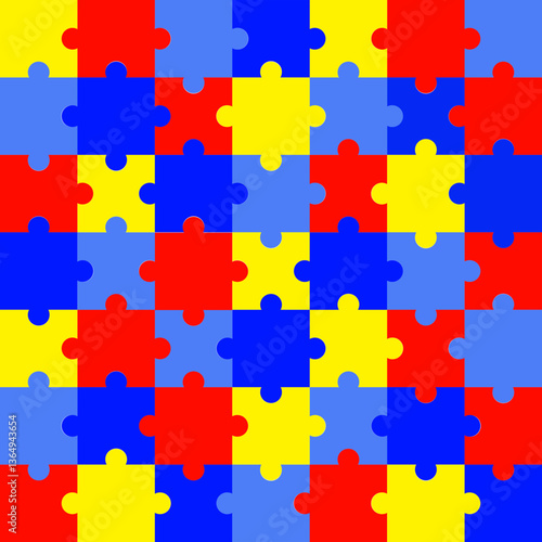 Padrão Colorido de Peças de Quebra-Cabeça – Fundo para Conscientização do Autismo, Colorful Puzzle Pattern – Autism Support Background