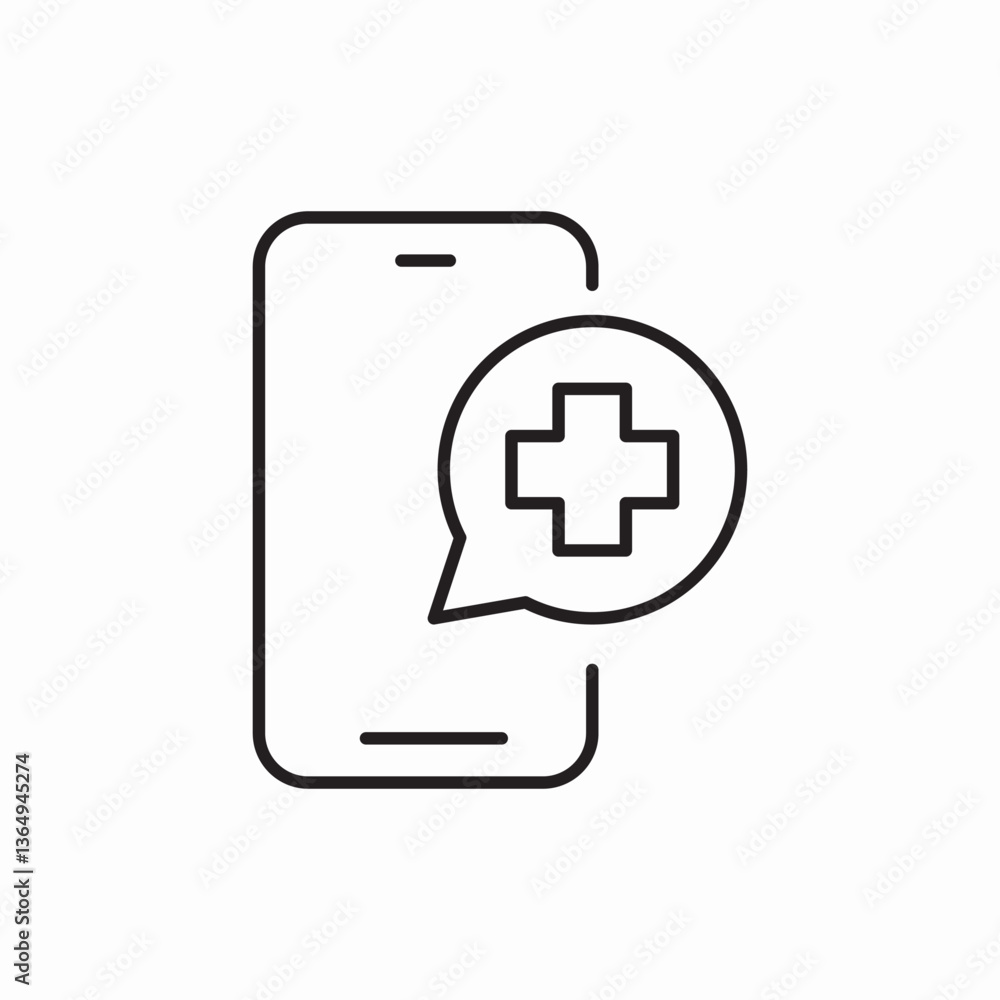 Mobile medical app plus icon vector sign Mobile medical app plus icon vector sign