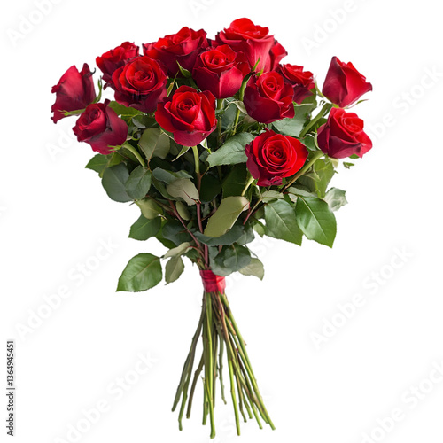 Red Roses Bouquet: Valentine's Day on white background