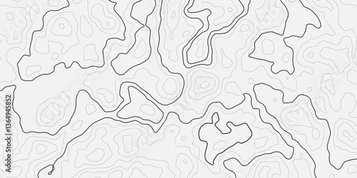 Abstract modern difficult soft black and white topographic wavy stylized map line contour topography terrain path concept stroke vector illustration topo background. 