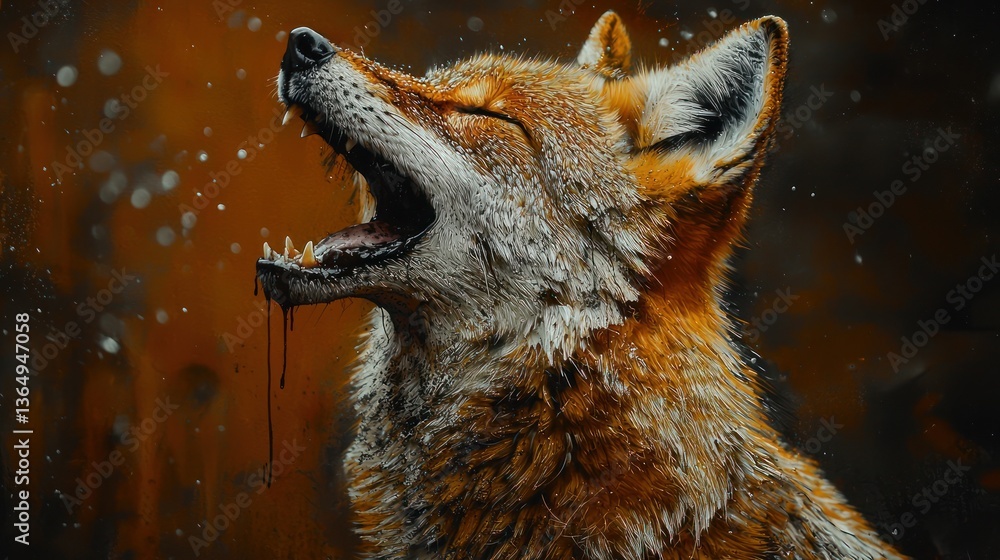 Fototapeta premium Fox howling in winter