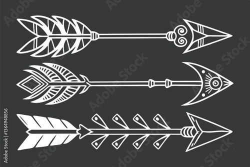 Wallpaper Mural Vintage Arrow Set Hand-Drawn Retro Arrows Ornate Tribal and Boho Arrow Collection Torontodigital.ca