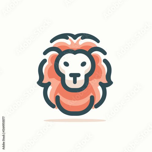 Stylized Lion Head Logo Modern Flat Illustration with Bold Lines and Vibrant Colors