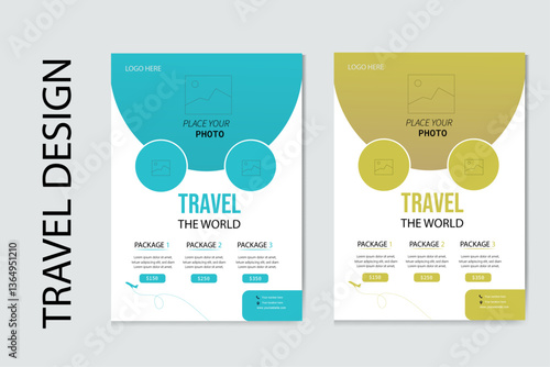 Travel Flyer or Poster Template Design Layout Travel Agency Flyer Vector Poster for Business Simple And clean Travel And tour promotion flyer collection design template.