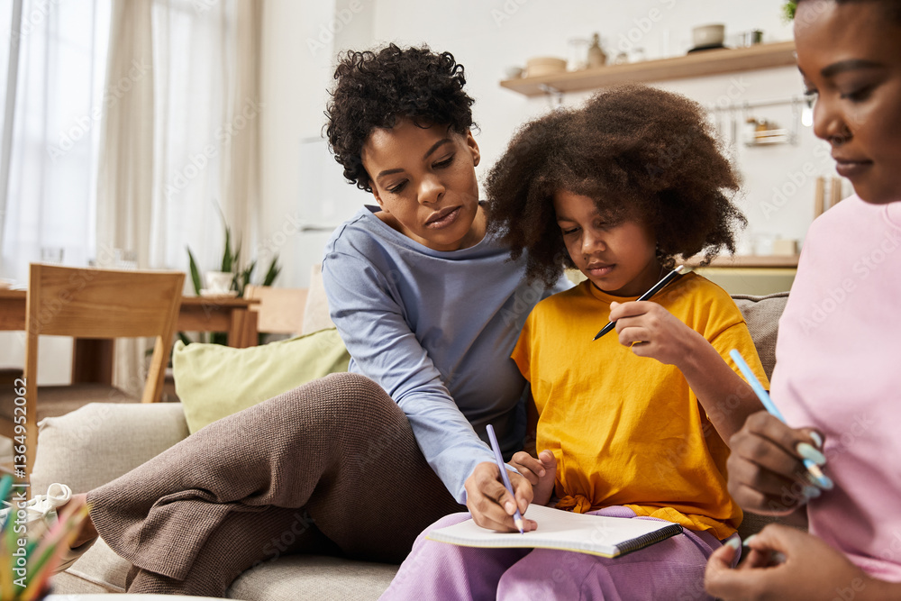 A loving lgbt family bonds while engaging in creative activities at home together A loving lgbt family bonds while engaging in creative activities at home together