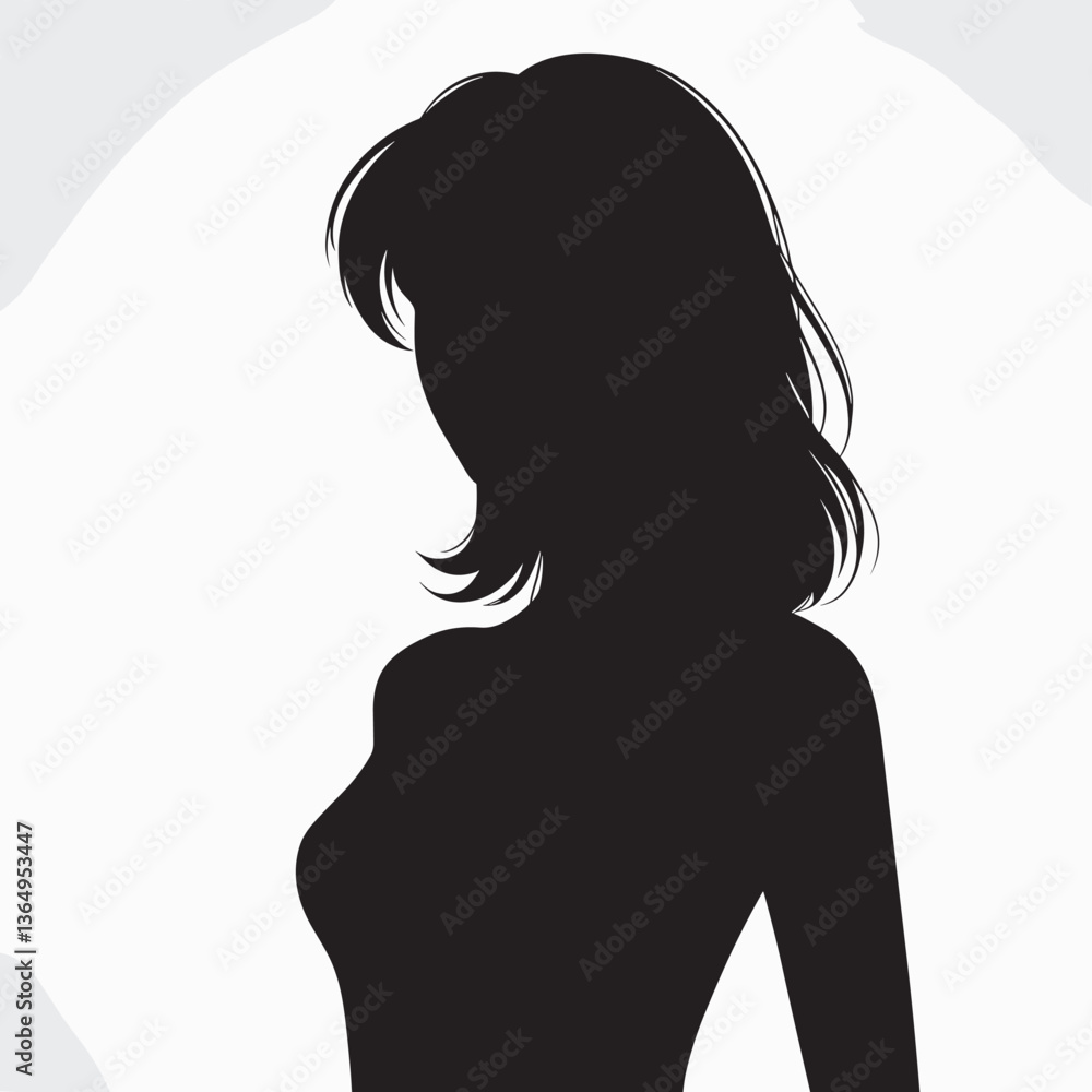 Silhouette of a Woman's Profile in Black and White Art Silhouette of a Woman's Profile in Black and White Art
